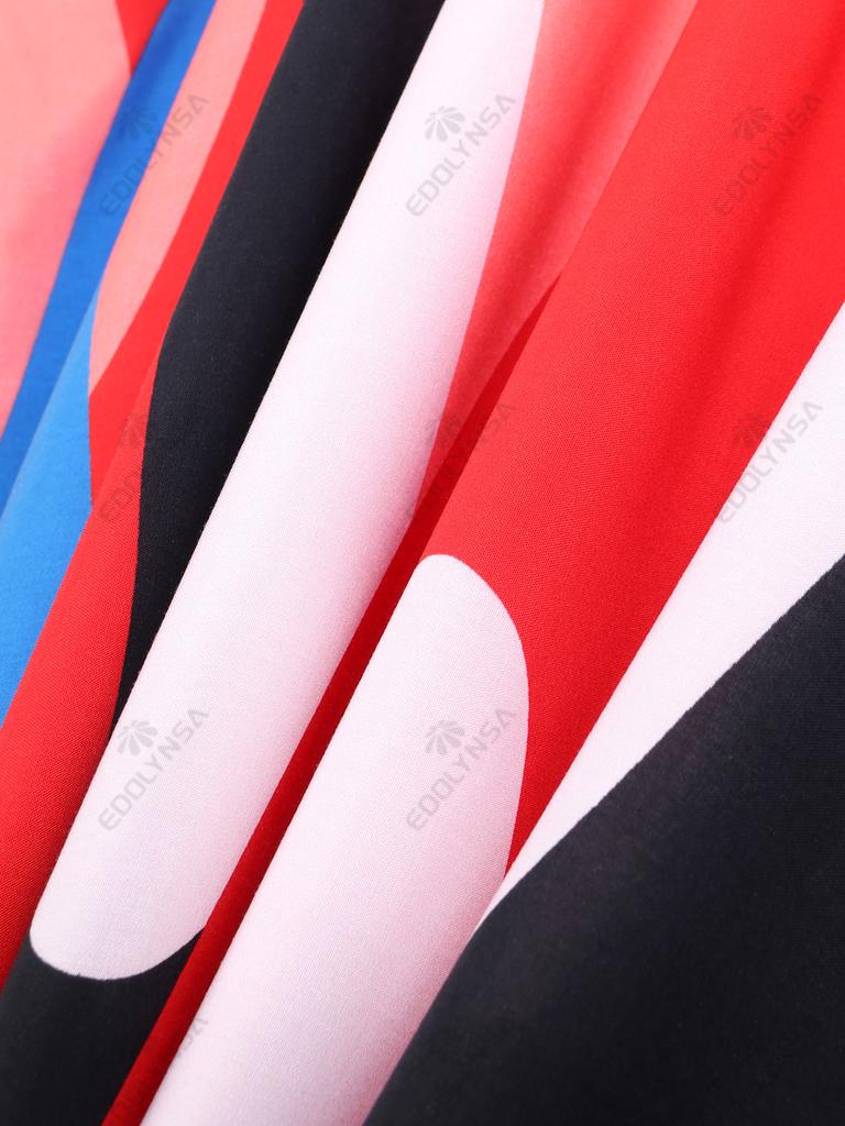 EDOLYNSA Plus Size Kaftan Orange Black Red Striped Summer Long Beach Shirt Dress Women Homewear Outfit Swim Suit Cover Up Loose Caftan