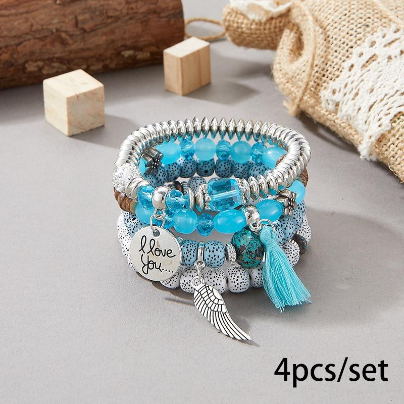 Bohemian bracelet creative tassel multi-layer beaded bracelet