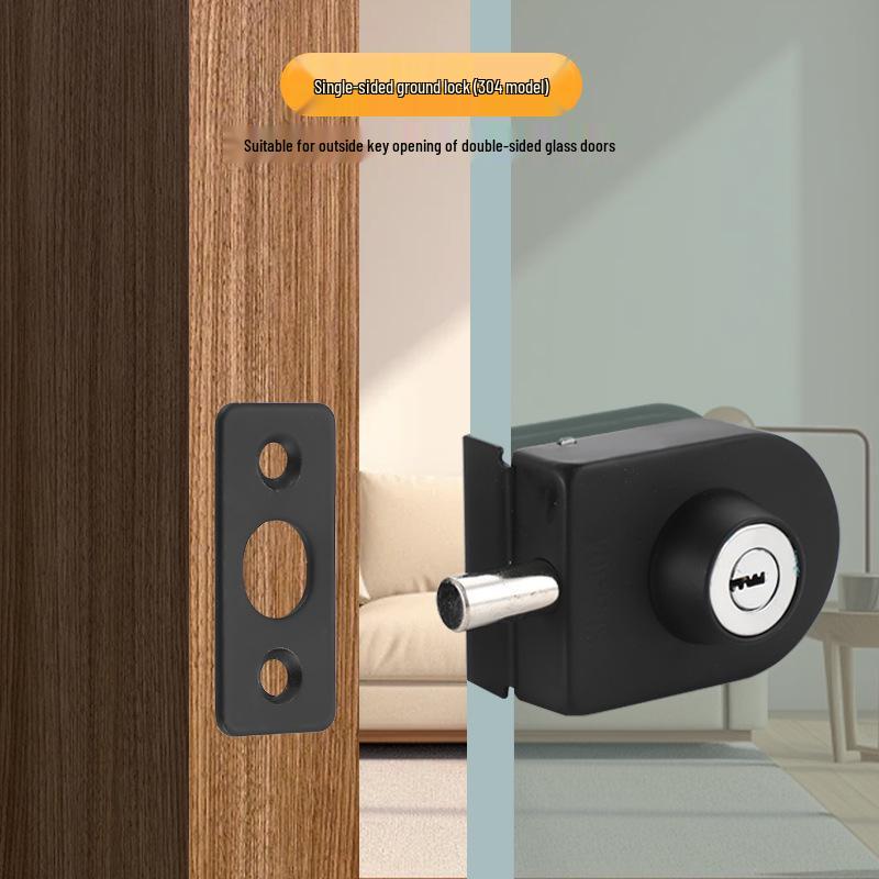 Frameless Glass Door Lock: U-shaped Hook & Round Lock for Single/Double Sliding Main or Office Doors