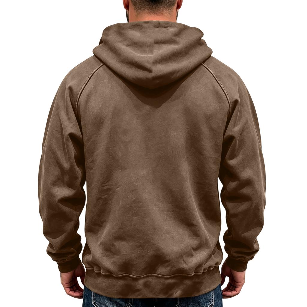 Men's Retro Hooded Long Sleeve T-Shirt with Drawstring for Outdoor Fall Activities