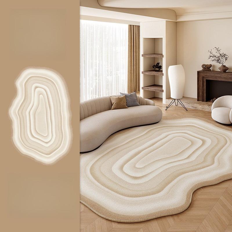 Unregelmäßige Form Wohnzimmer Dekoration Großer Teppich Cremefarbene Stil Teppiche für Schlafzimmer Flauschig Weicher Lounge Teppich Verdickte Plüsch Bodenmatte