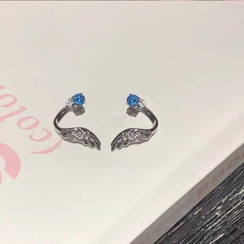 1Pair Sweet Cool Angel Wing Ear Bone Nail For Women  Shiny Zircon Earrings Accessories Jewelry Gifts