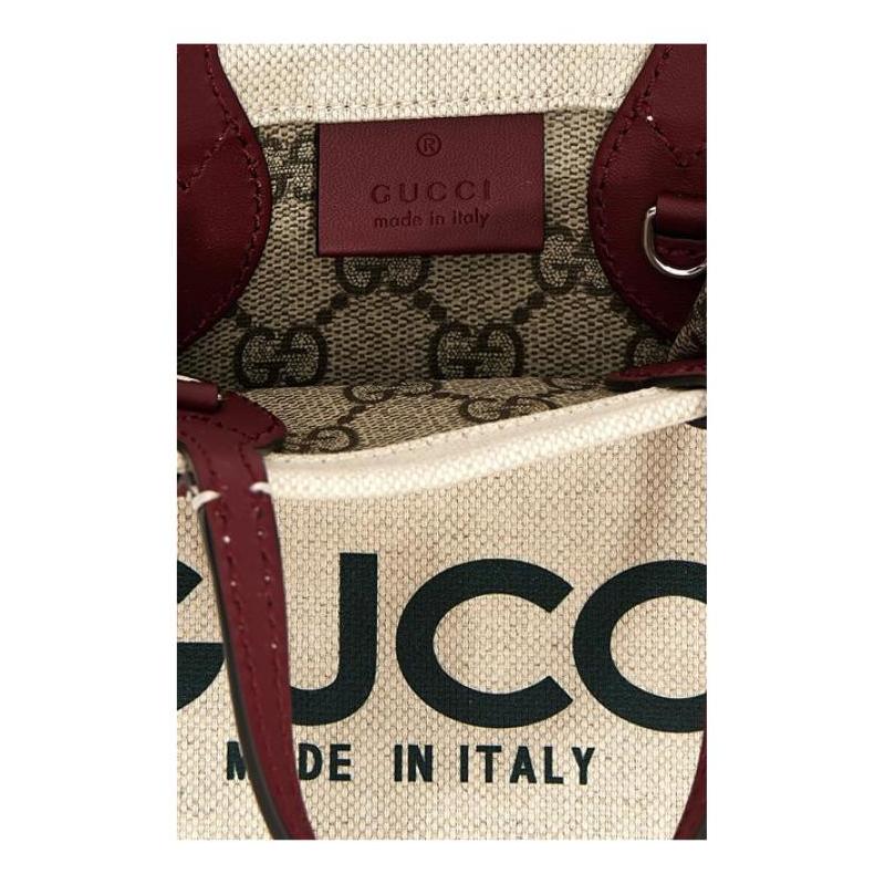 Gucci Letter Logo Printed Adjustable and Detachable Shoulder Strap, Polyurethane and Cotton and Linen, One-shoulder Crossbody Handbag, Women's Beige
