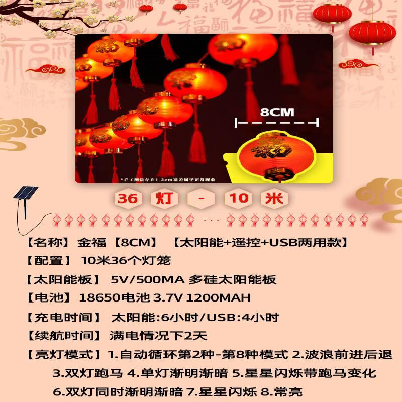 Handun New Year Colorful Lantern String Lights