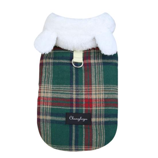 

Хлопковое пальто для домашних животных с плюшевыми ушками и буксировочным кольцом, мягкое, модное, сохраняет тепло, защищает от падения S темно-зеленого