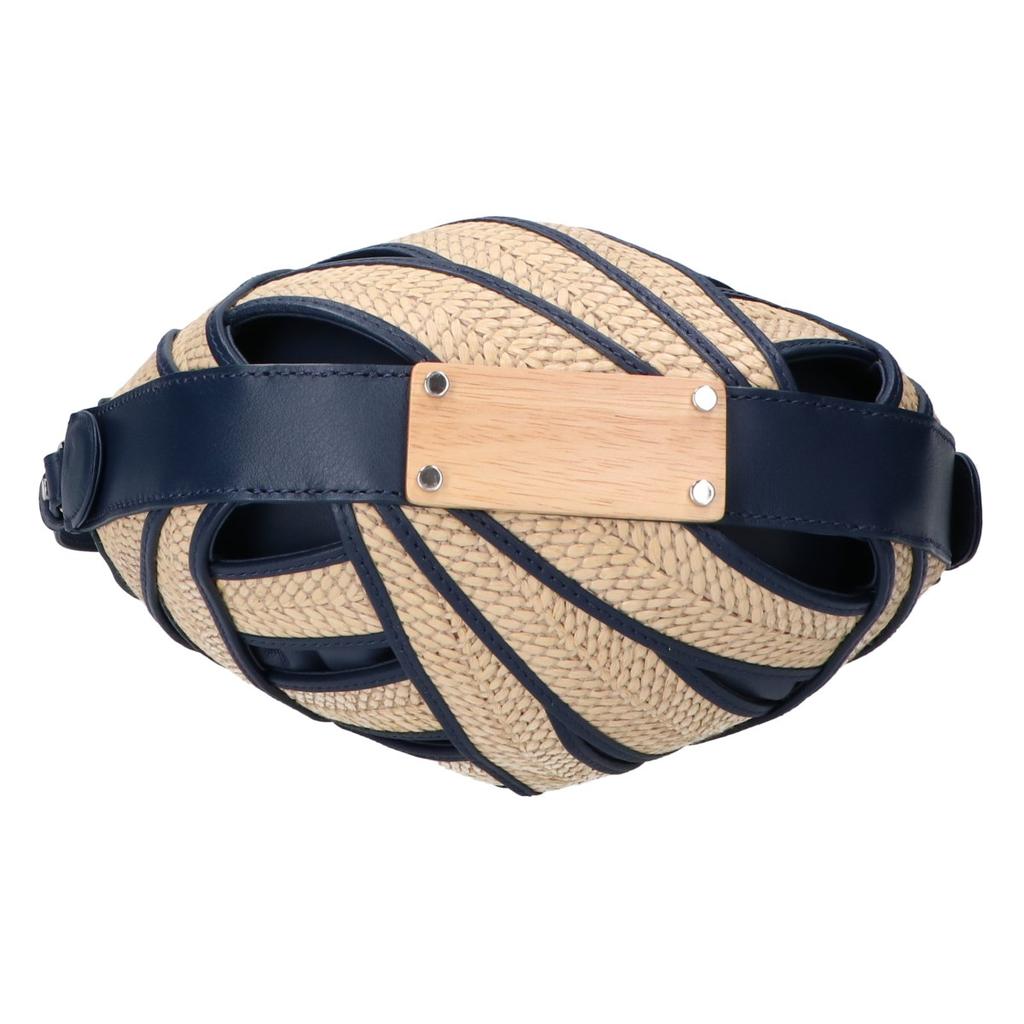 PERRIN Paris Drawer Exclusive [Excellent Condition] LE PETIT PANIER Leather X Raffia Shoulder Bag Navy / naturalUsed