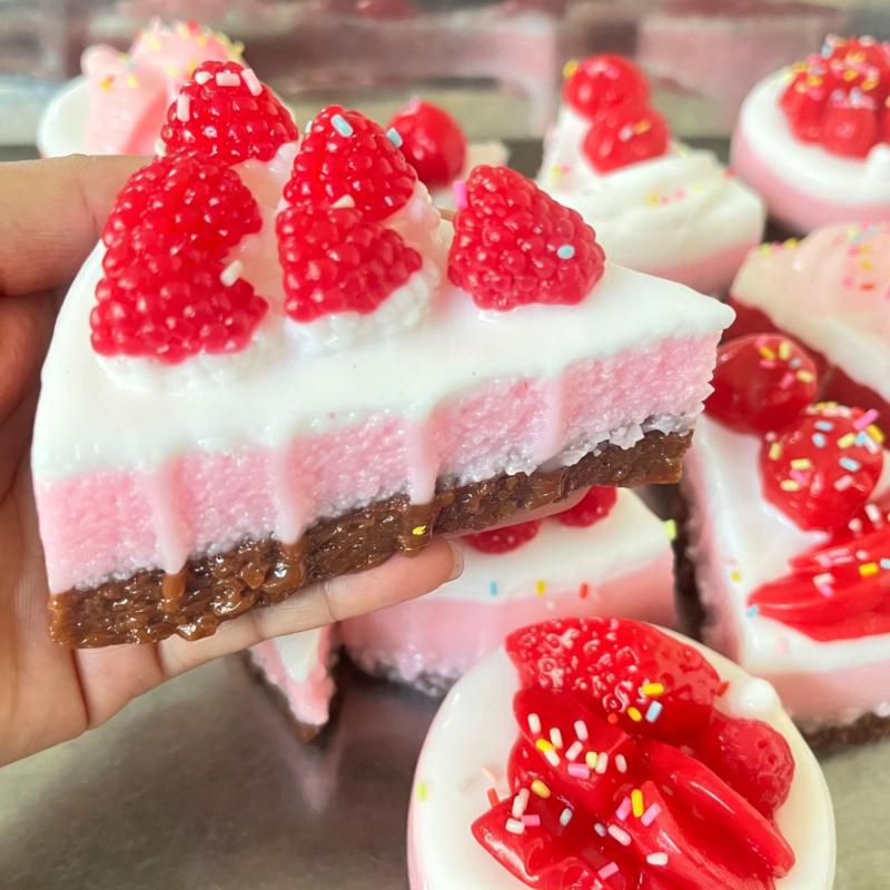 Soft Food Shaped Squeeze Toy Cute Strawberry Mousse Cake Design Stress Relief Toy for Desk Decor Relaxation Use