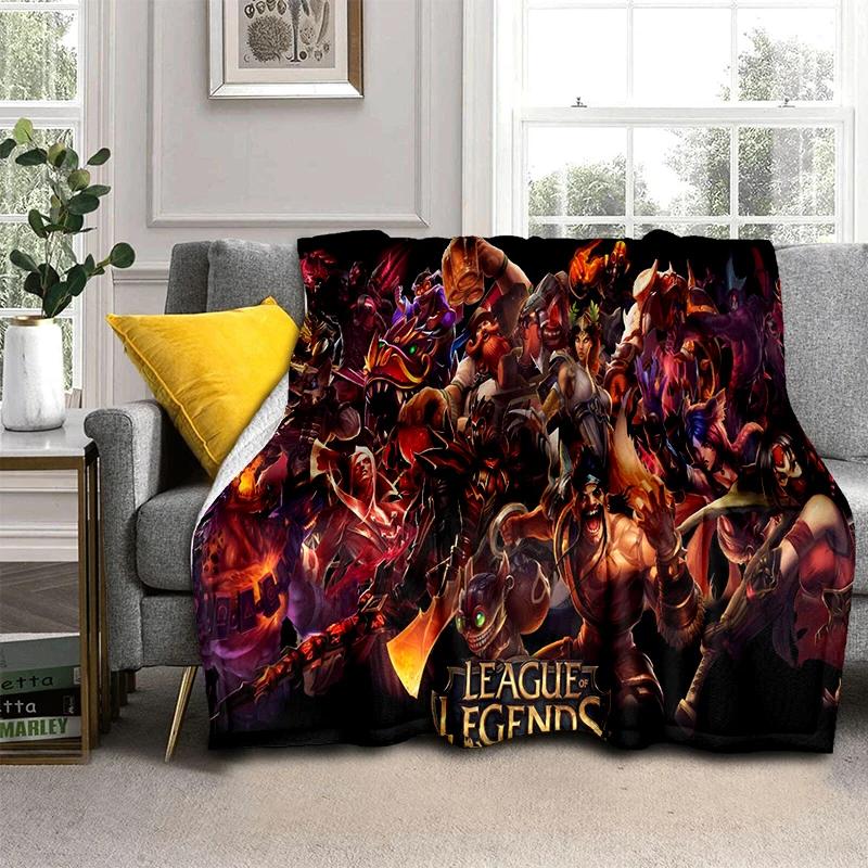 LOL 29 Styl Jinx League of Legends Kreslená flanelová deka, Měkká přehozová deka pro domácnost Ložnici Postel Pohovku Cestovní potah Dětský dárek