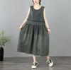 Sleeveless Plus Size Vintage Floral New In Dresses for Women Casual Loose Long Summer Denim Dress