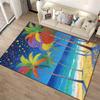 Colorful Beach Scene Carpet with Palm Trees and Starry Sky Design Suitable for use as an anti-slip for living room bedroom sofas