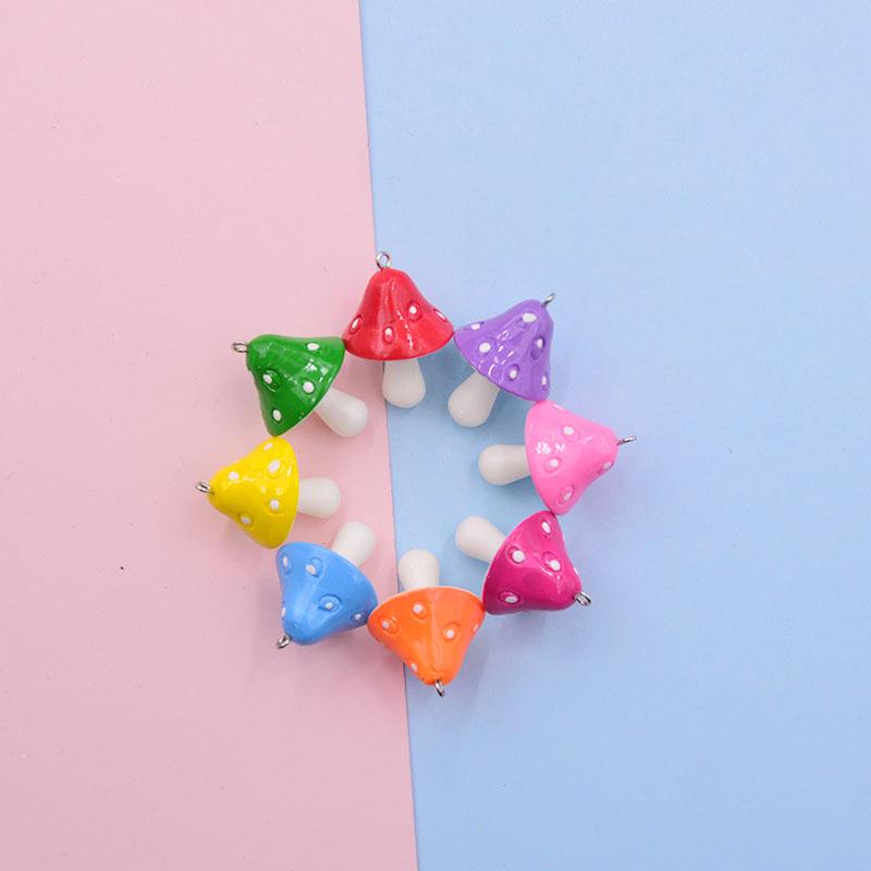 Colorful Resin Mushroom Keychain  Earring Pendant