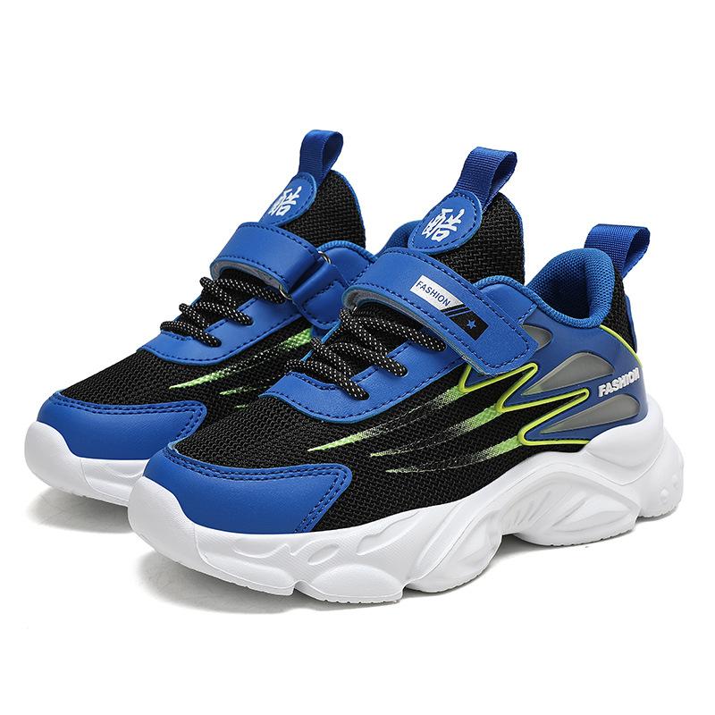 2025 Boys mesh breathable casual sneakers Girls medium and older children Velcro lightweight casual running shoes
