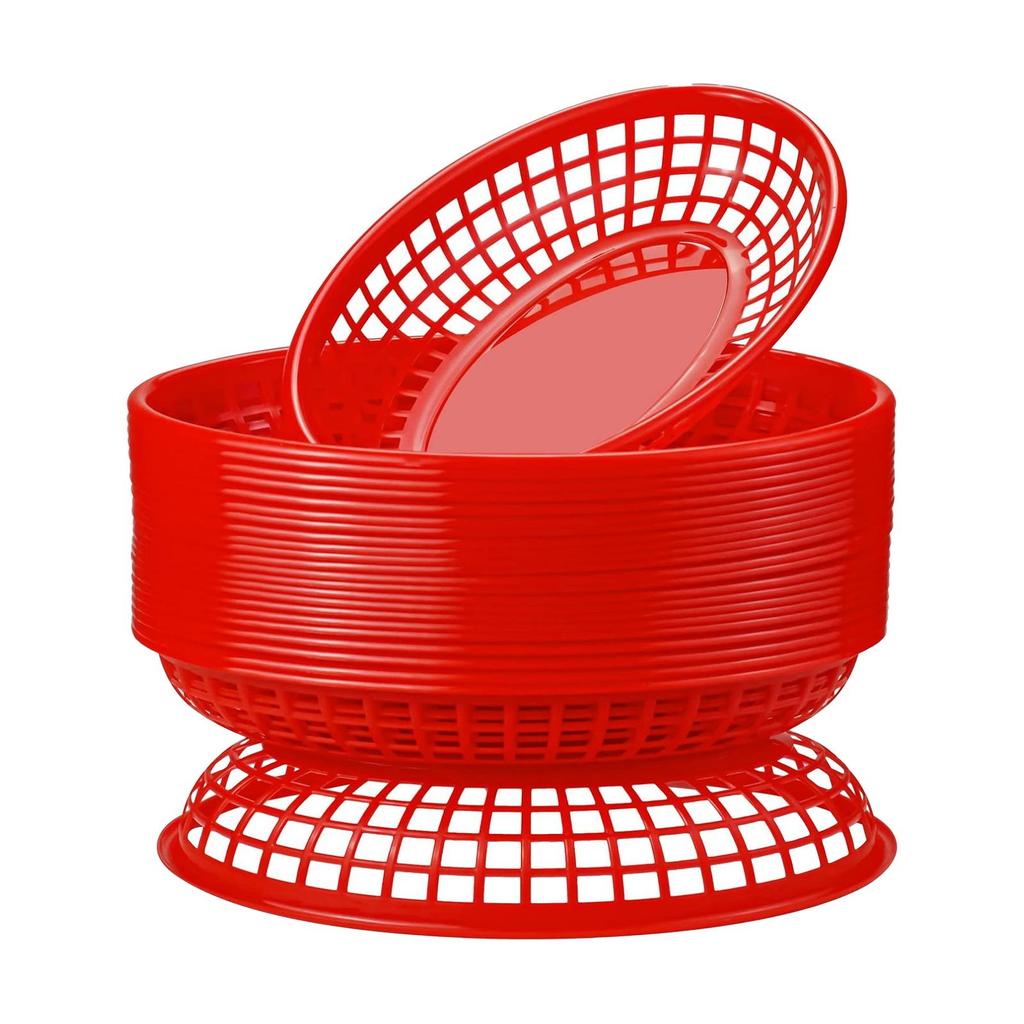 24 Oval Baskets Bread Frying Serving Trays Retro Storage for Restaurants Picnics