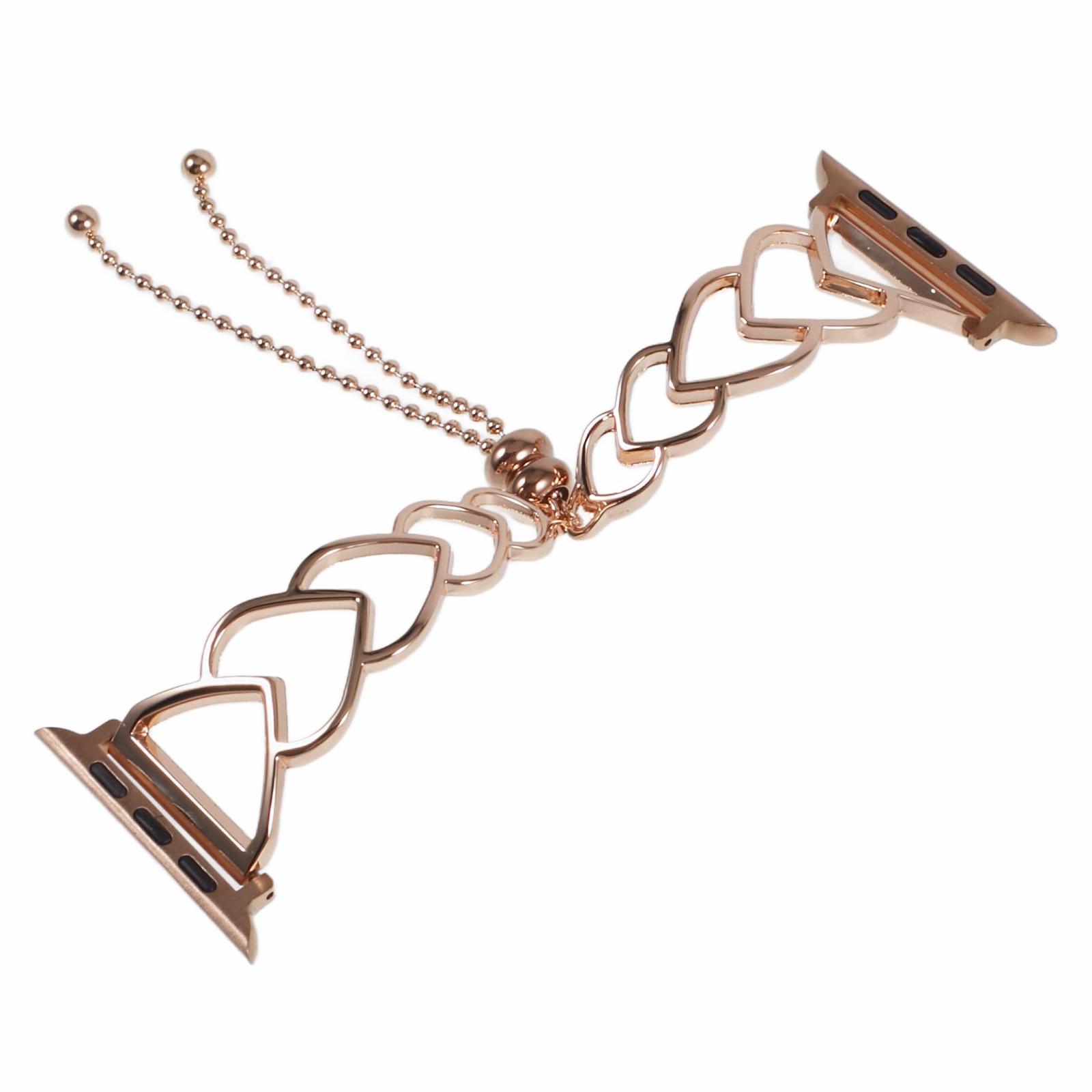 

Watch Strap for Apple Watch Series 10 42mm/9 8 7 41mm/SE (2023) SE (2022) SE 6 5 4 40mm/3 2 1 38mm Heart Shape Steel Smart Watch Strap Rose Gold