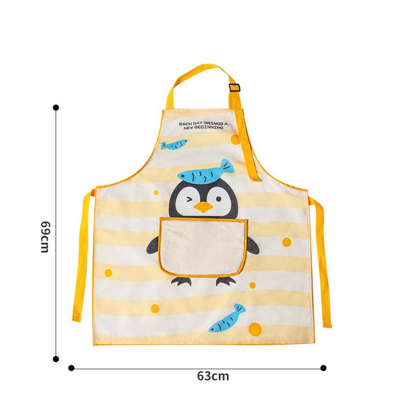 Waterproof Oil-Proof Household Apron Hand-Wiping Design Adjustable Shoulder Strap with Pocket for Cooking Baking Dishwashing