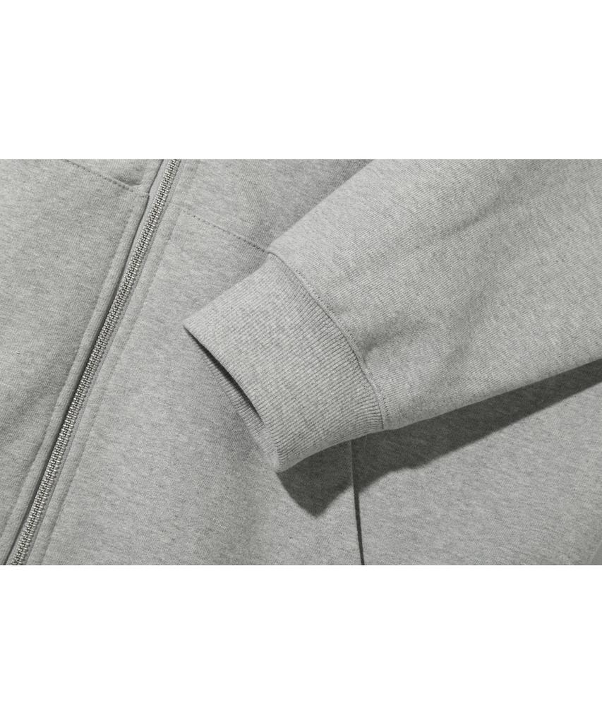 Basemoment Rivet Crop Zip-Up Hoodie (Heavyweight) Melange Grey