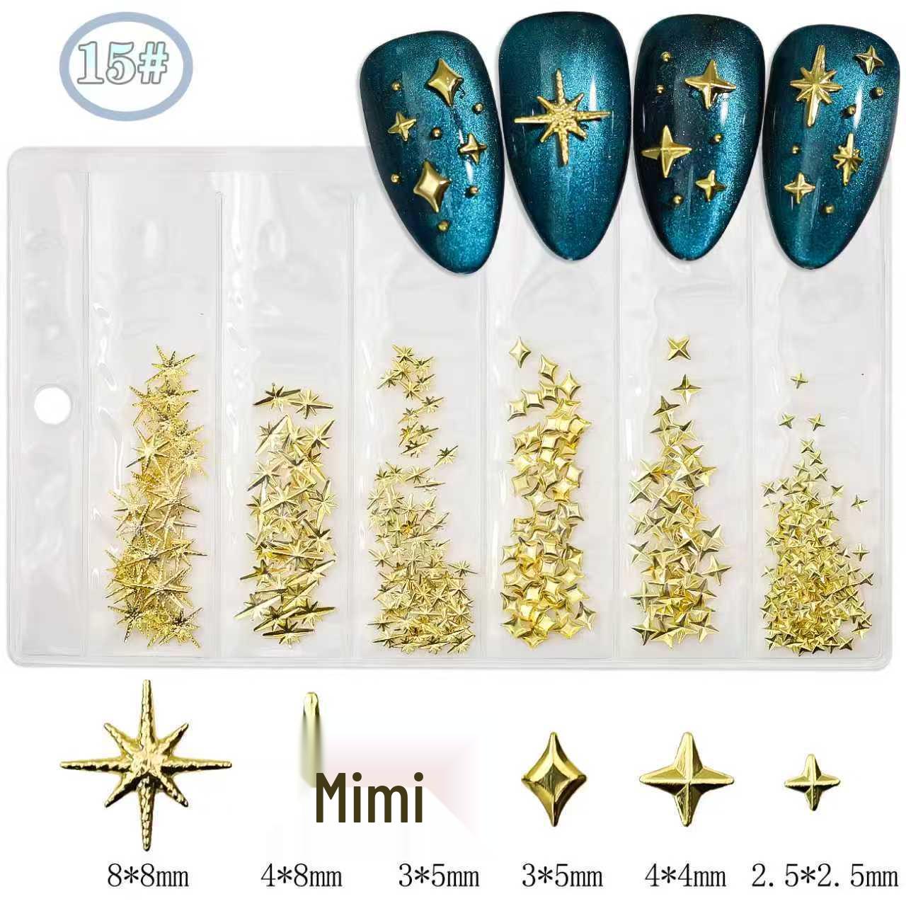 European Style Starlight Series Nail Art Accessories - Metal Rivets & Stickers Set