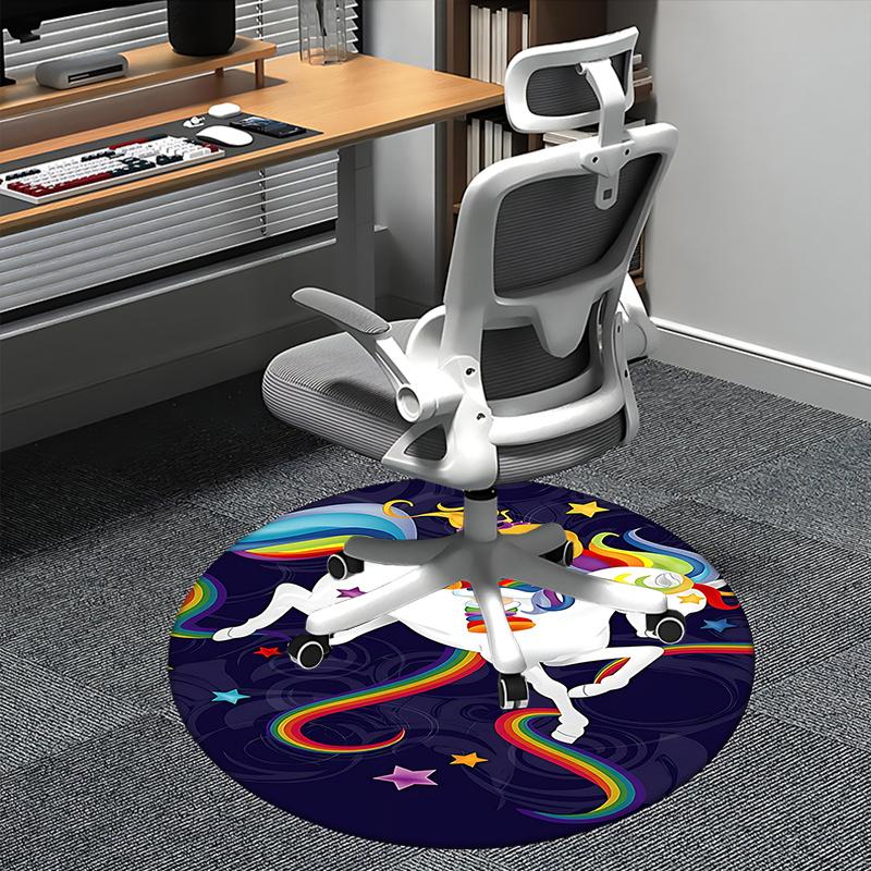Rainbow Unicorn Chair Mat - Round Carpet for Home Decor, Office, Living Room, Bedroom Gift0285b