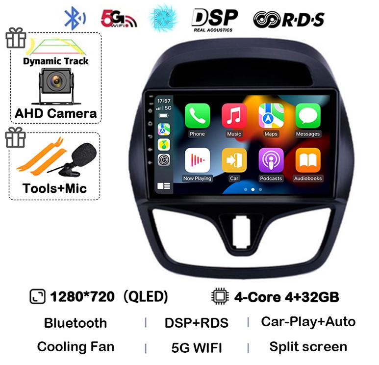 

For Chevrolet Spark 2015 2016 2017 2018 Android14 Carplay Auto WIFI+4G Car Radio Multimedia GPS Player WIFI+4G Stereo Audio DSP