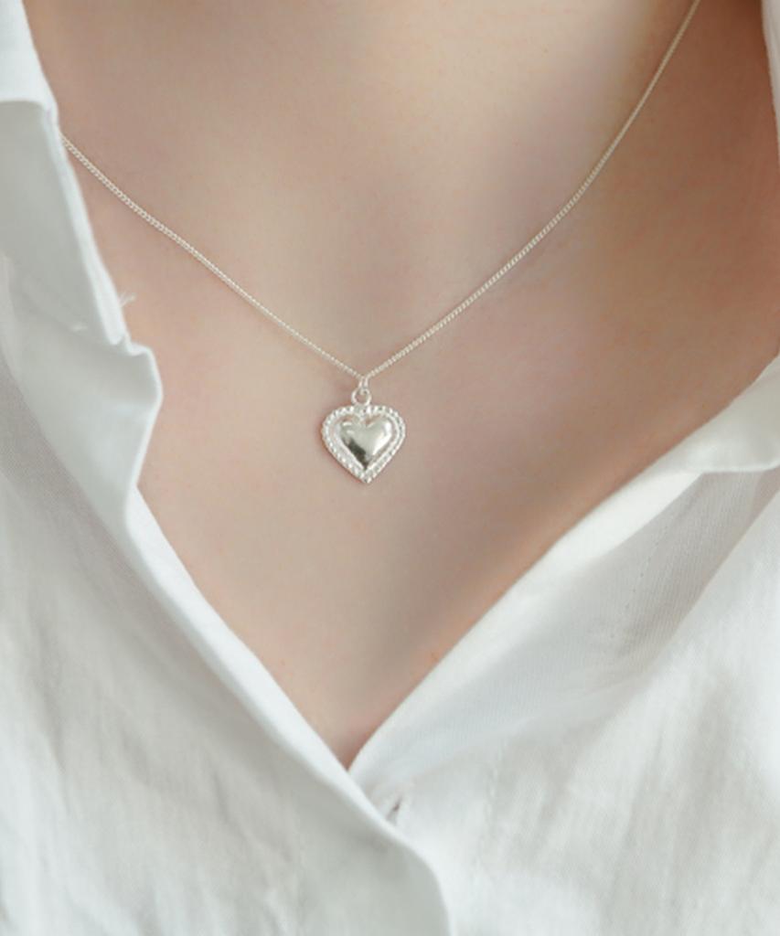 Alleun Silver 925 Heart Pendant Layered Chain Necklace