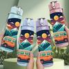 1PC Van Car Mountain Sunset Camping Print 750ml Color Plastic Sports Water Bottle Leakproof Flip Straw Lid Suitable for Sports Office Home Use