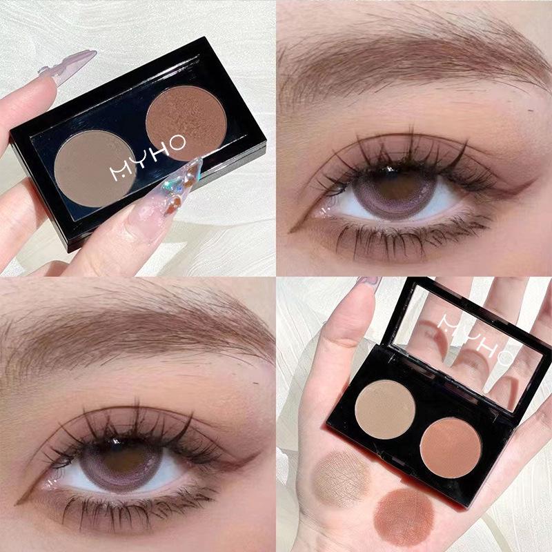 MYHO Taro Mud Rose Tea Tray Eyeshadow - Olive Pink Brown, Soft Matte, Earth Tone, Two-Color Palette.