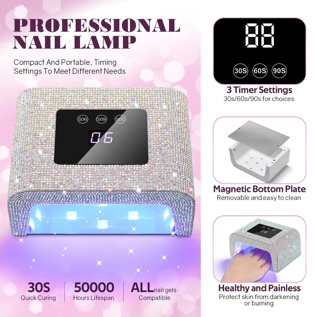 DianaBeauty UV LED Nail Lamp Professional 15W Nail Dryer with LCD Touch Screen and 3 Timing Settings 15 LEDS Manicure Lamp Tools