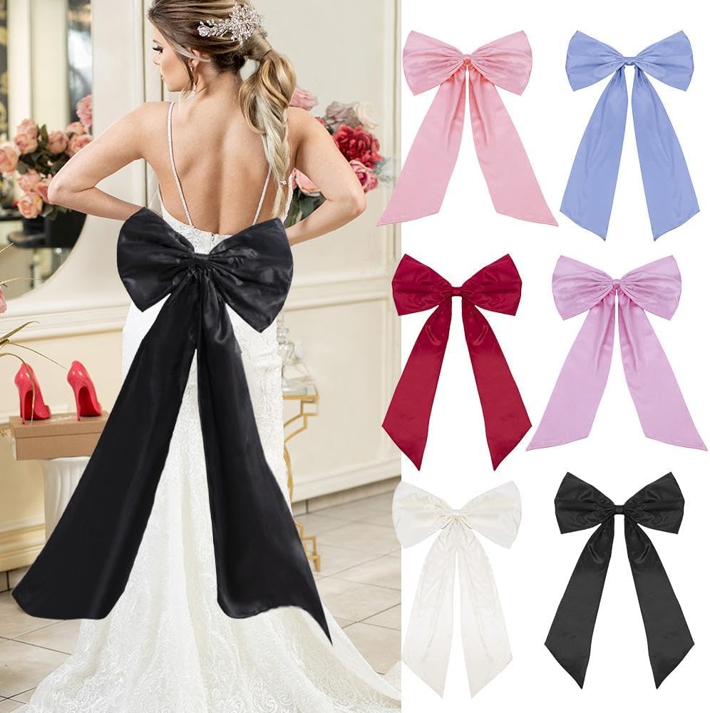 43 x 24 Inches Large Bow Themed Party Decorations Giant Pink Bow Decor Satin Ribbon, Contains Felt Big Pink Bow Wall Decor