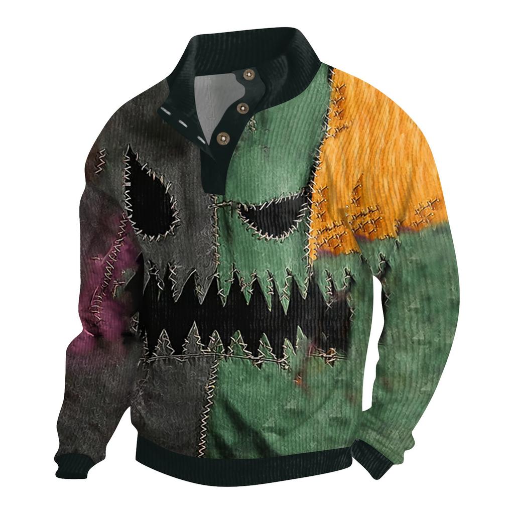 Men's Halloween Printed Corduroy Button Shirt
