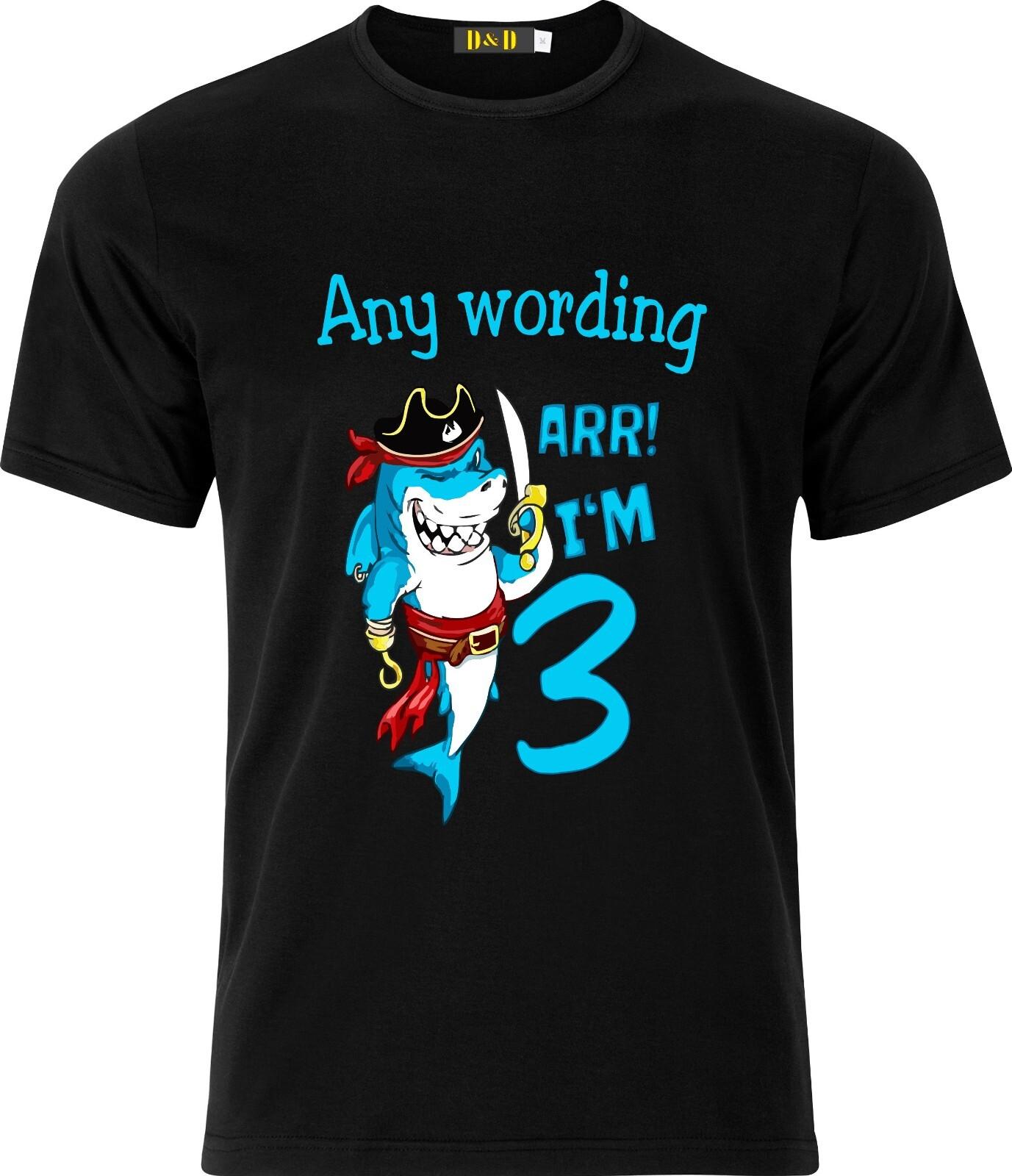 Personalised Arr im 3 Do Full Colour D.T.F Black Cotton T Shirt Mens Womens Tees Top M