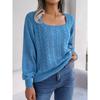 Autumn and Winter Casual Square Neck Twist Lantern Sleeve Pullover Sweater
