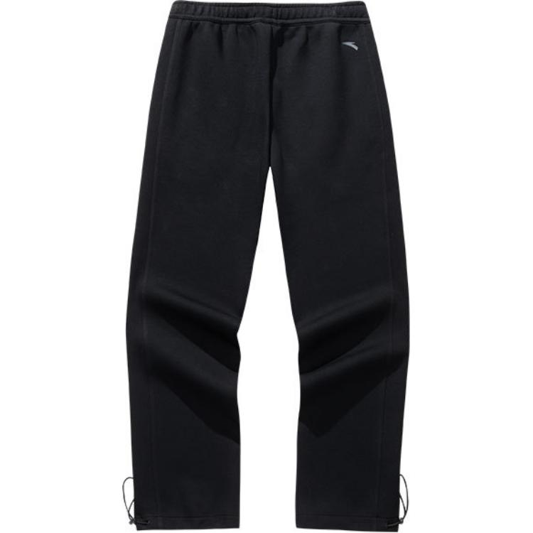 Anta Comfortable Casual Simple Straight Loose Knit Sports Pants Men Bottoms Basic-Black 152511322-2
