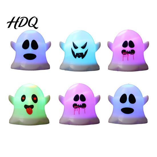 Unique Halloween Gift Idea 6 Pcs Ghost Decorative Light LED Color Changing Warm Flameless Battery-Operated Cute Night Light Mini Spirit Lamps Spooky