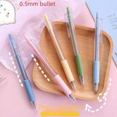 Korean Heart Gel Pen, 0.5mm Signature, Macaron Morandi Colors, Black Ink