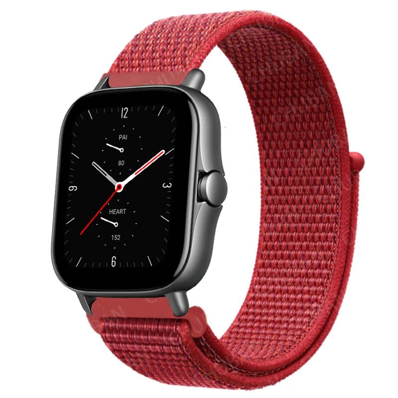 20mm/22mm Nylon Loop watch band For Amazfit GTS/4/2e/3/GTS2 Mini/GTR 4/3 pro/47mm/GTR2/2e/stratos Bracelet Amazfit bip-u strap