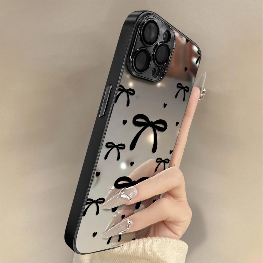Simple Bow for Apple 16 Promax Personalized 15 New 14 Mobile Phone Case for IPhone 13 Mirror Creative