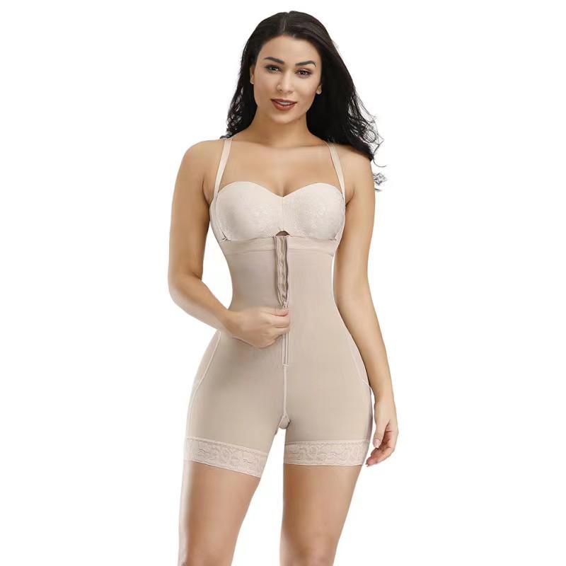 Damen Bodyformer mit hoher Taille: Bauchkontroll-Reißverschluss, Po-Hebender Body mit Trägern