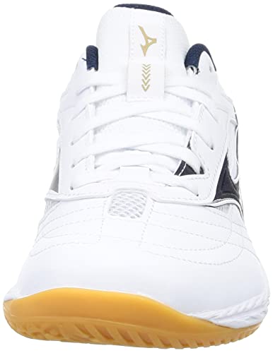 Mizuno Wave Drive 9 Table Tennis Shoes, Lightweight, Grip, White/Navy/Gold, Size 25.5 cm, 2E