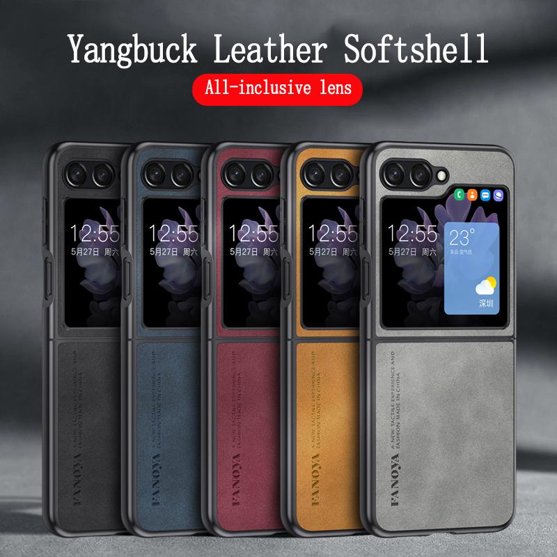 

Роскошный деловой чехол для телефона Samsung Galaxy Z Flip 4 5 Flip 3 Flip5 из овчины, универсальная задняя крышка с объективом