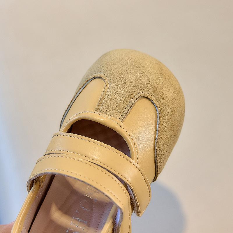 Mädchen 2025 Herbst Klettverschluss Deutsche Leder-Schuhe, Weiche Sohle, Geschlossene Zehen, Alter 3-12
