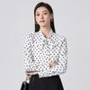 Women's Polka Dot Long-Sleeve Blouse with Bow