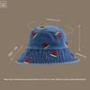 Hat women's new arrivalembroider denim bucket hat wide brim sunshade easiest for match outdoor trendy wind basin hat