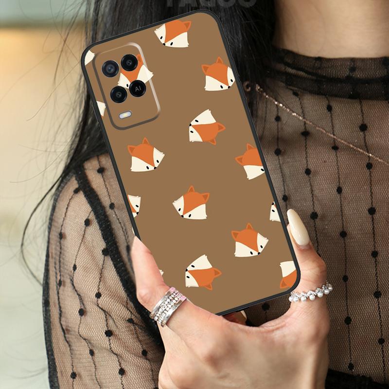 Cartoon Foxes Animal Case For Oppo A74 A94 A54 A80 A60 A40 A18 A38 A58 A78 A98 A96 A76 A16 A15 A17 A57 A77 A5 Pro