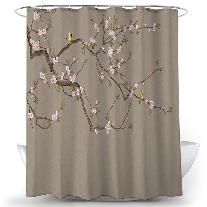 Flower And Bird Shower Curtain Waterproof Bathroom Decorative 3D Printed Fabric Decorative Shower Curtain Cortina De La Ducha