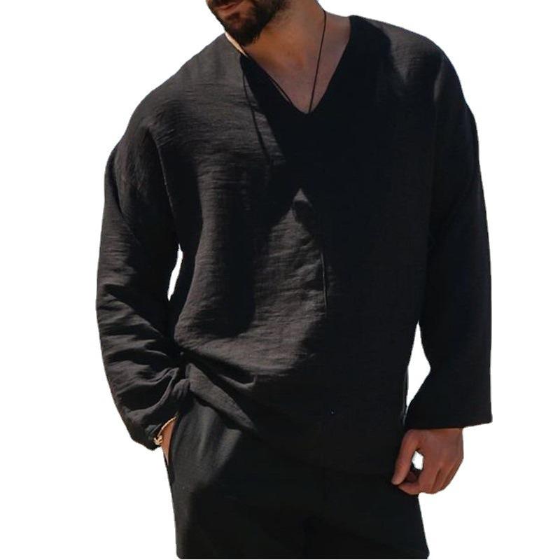 

Новая мужская льняная рубашка однотонного цвета для мужчин 4XL