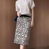 New Arrivals Open Run Women Leopard Pattern Slit Banding Midi Skirt