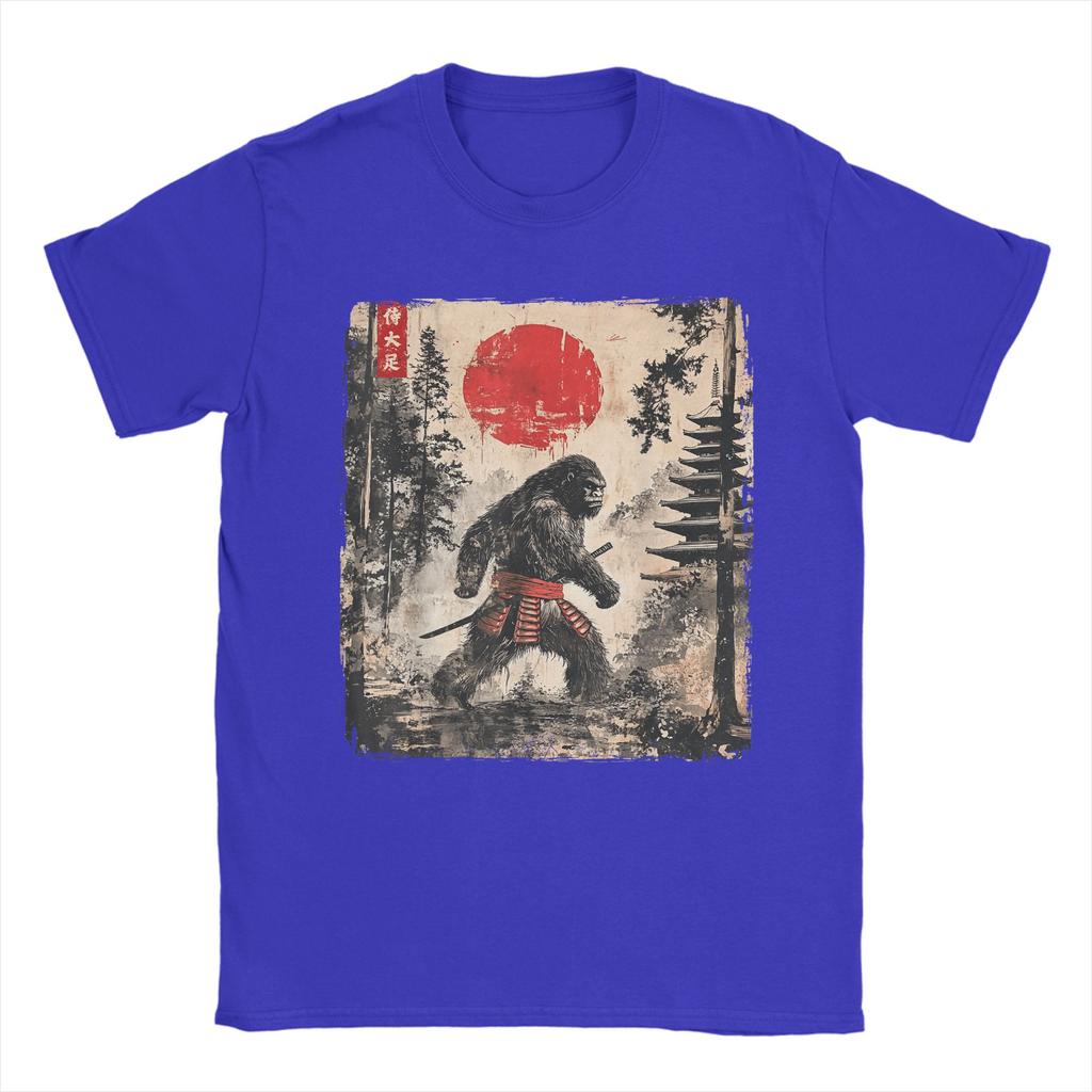 Samurai Bigfoot Japanese Graphic Ukiyoe Funny T-Shirt for Men  Novelty Tee Shirt Crewneck Short Sleeve T Shirt New Arrival Tops