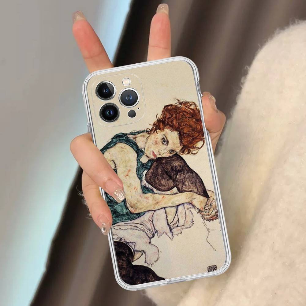 

Art Egon Schiele Funny Phone Case For IPhone 17 16 15 14 13 11 12 Pro Max 16 Plus Transparent iPhone 14 pro