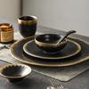 Golden Border Ceramic Tableware Western Food Plate Steak Plate  Restaurant Banquet Dessert Plate Spoon Tea Cup Bone Dish Bowls