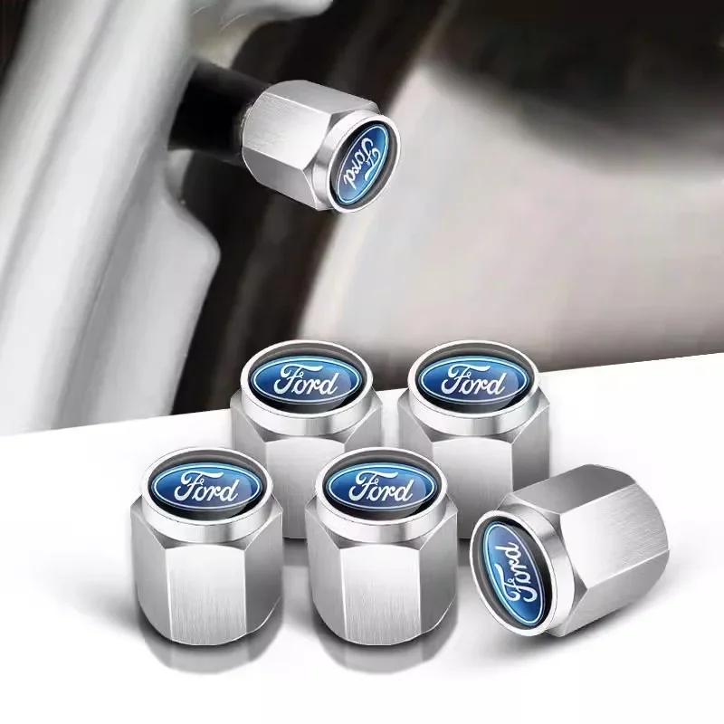 

New 2026 Car Sticker For Ford 5PC Metal Car Wheel Tire Valve Cap Air Stem Cover For Ford Fiesta Mustang EcoSport ESCORT Ranger F